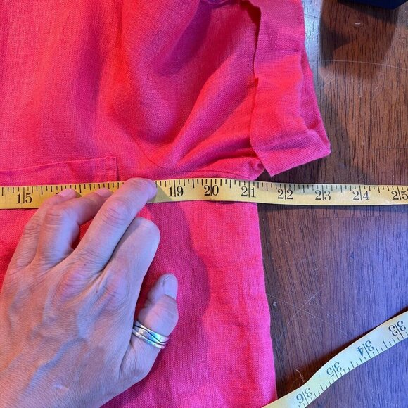Andrew Marc 100% Linen Short Sleeve Blouse Womens M Lagenlook Beach Mature Pink - Picture 7 of 8